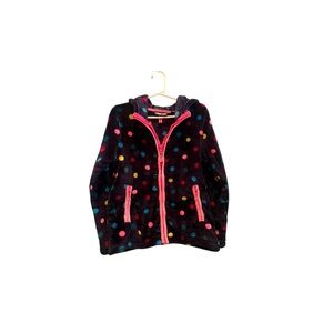 Navy Colorful Polka Dotted Fleece Zip Up Hoodie